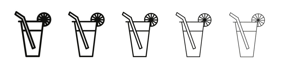 Drink icon vector outline set illustration sign