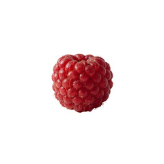 A single ripe raspberry on a transparent background shows vibrant red color and detailed texture.
