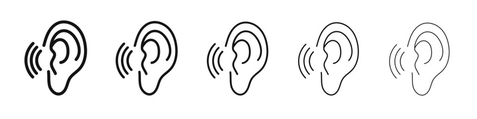 ear hearing icon vector outline set illustration sign
