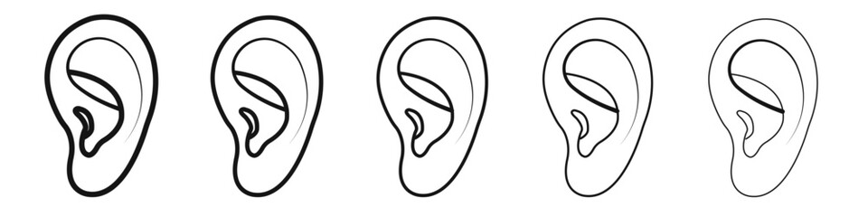 Ear icon vector outline set illustration sign
