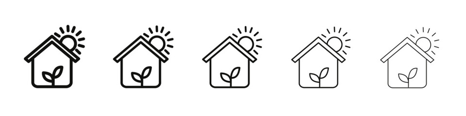Eco house icon vector outline set illustration sign