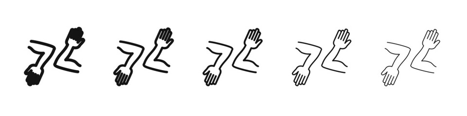 Obraz premium elbow greeting icon vector outline set illustration sign