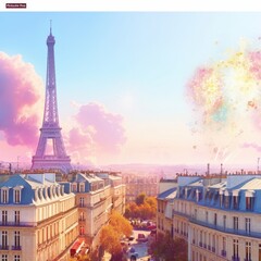 Parisian Sunset, Eiffel Tower View