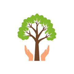 Nurturing Growth: A symbolic image representing environmental consciousness, showcasing a nurturing embrace around a flourishing tree, representing the essence of nature's protection.