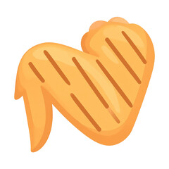 Grilled Chicken Wing: A mouthwatering, photorealistic illustration of a perfectly grilled chicken wing, showcasing its golden-brown skin and delectable texture. The perfect image to represent food.