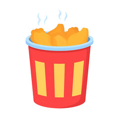 Crispy Chicken Nuggets: A tantalizing image of freshly cooked, golden chicken nuggets served in a red bucket, exuding warmth and aroma, promising a flavorful and satisfying meal.