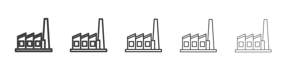 Factory icon vector outline set illustration sign