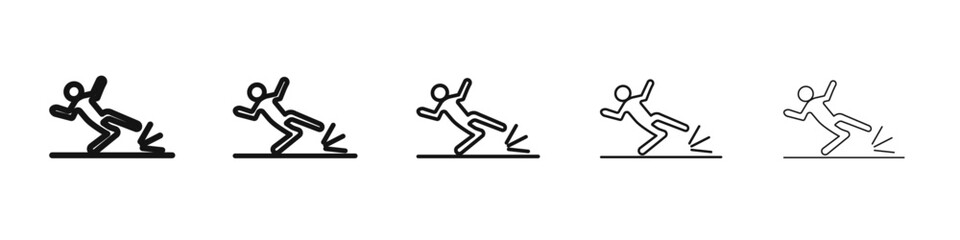 fall accident icon vector outline set illustration sign