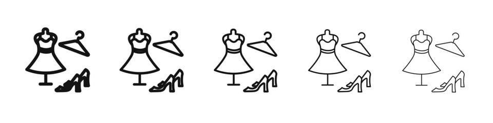 Fashion boutique icon vector outline set illustration sign