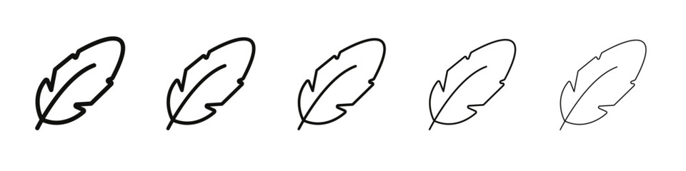 Feather icon vector outline set illustration sign