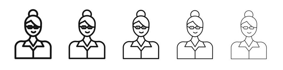 Female Teacher icon vector outline set illustration sign