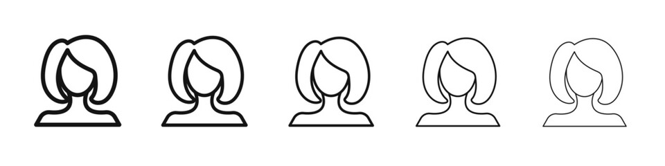 Female Avatar icon vector outline set illustration sign