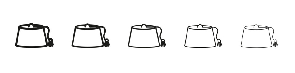 fez hat icon vector outline set illustration sign