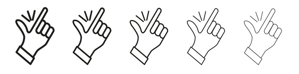 Finger snapping icon vector outline set illustration sign