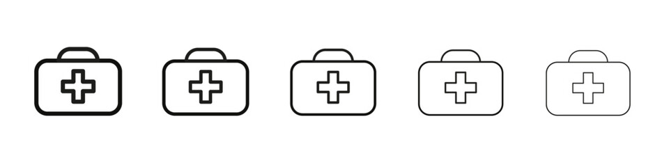 First aid box icon vector outline set illustration sign
