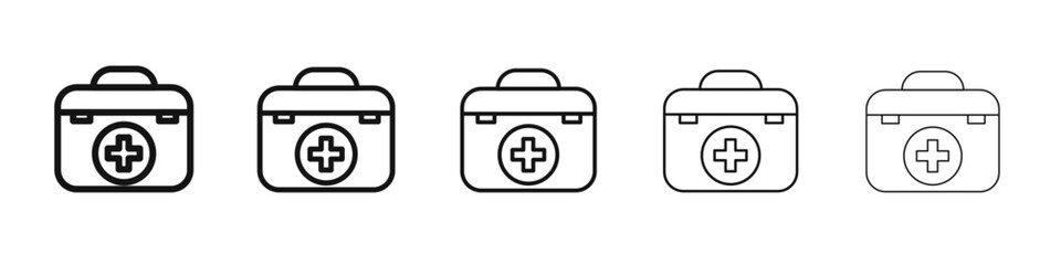 Obraz premium First aid medical kit icon vector outline set illustration sign