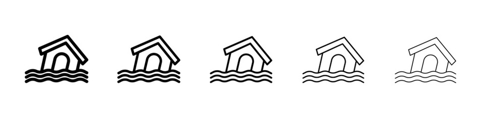 Flood icon vector outline set illustration sign