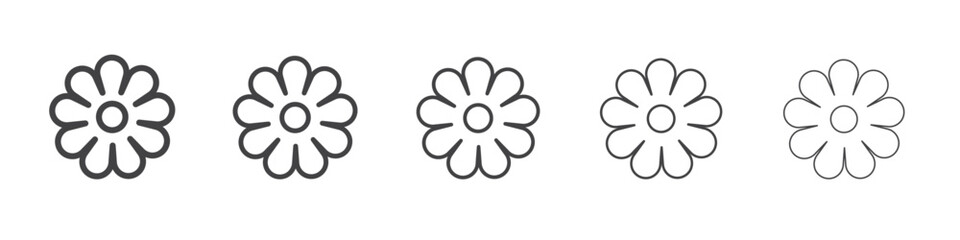 Flower icon vector outline set illustration sign