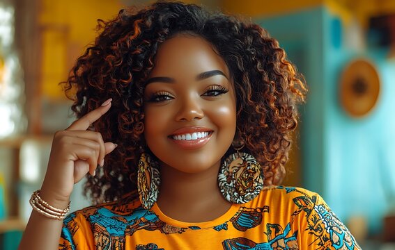 Curly Hair Shirt Mockup with Colorful Background


