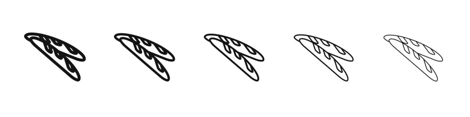French bread icon vector outline set illustration sign