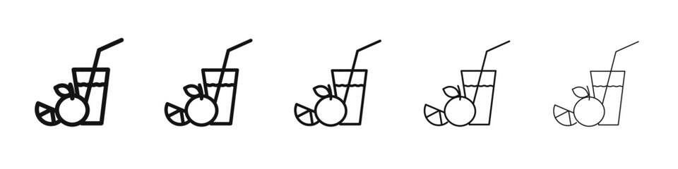 Fruit juice icon vector outline set illustration sign