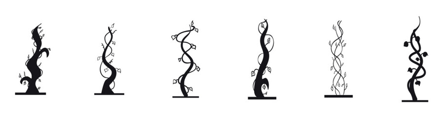 Spiral Bushes Silhouettes Tree Icon
 Hand drawn plants, Vector illustration