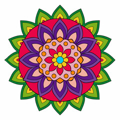 Bold Color Pop Mandala Vector on White