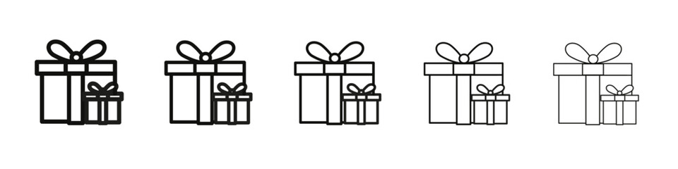 Gift boxes icon vector outline set illustration sign