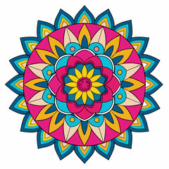 Bold Color Pop Mandala Vector on White