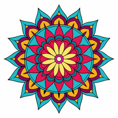 Bold Color Pop Mandala Vector on White