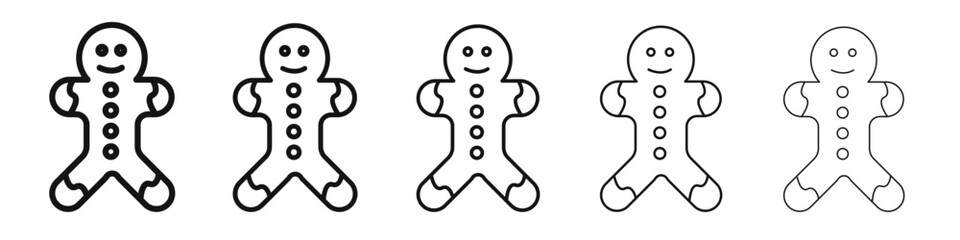 Gingerbread man icon vector outline set illustration sign
