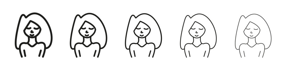 girl icon vector outline set illustration sign