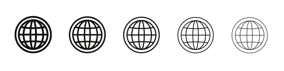 Globe icon vector outline set illustration sign