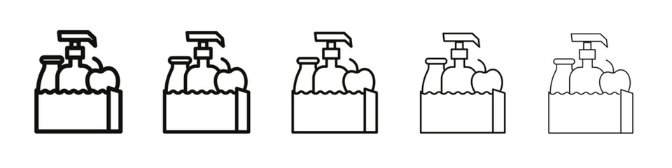 Groceries icon vector outline set illustration sign