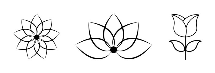 Set of Flower icon logo vector isolated on white background