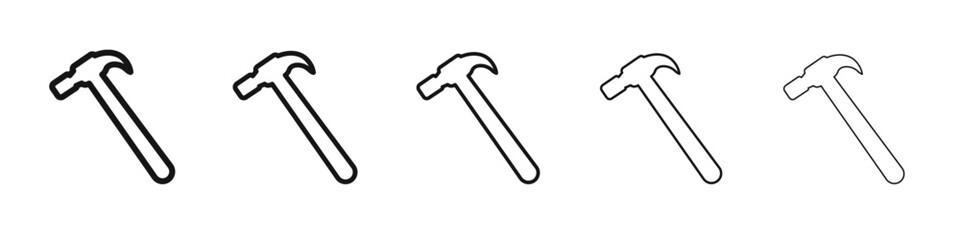 Hammer icon vector outline set illustration sign