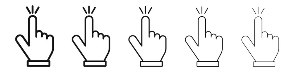 Hand pointer icon vector outline set illustration sign