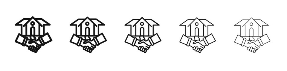 hands home deal icon vector outline set illustration sign