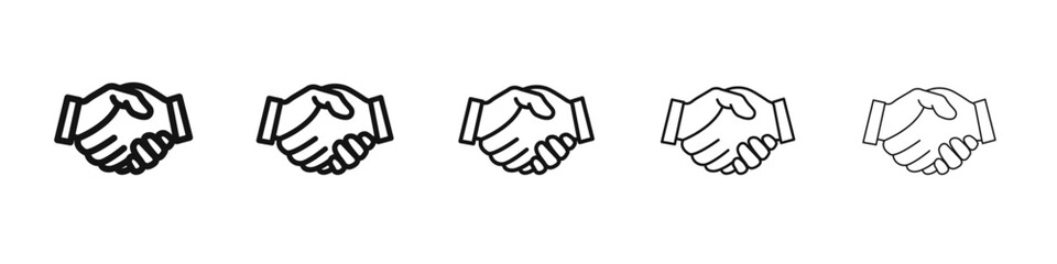 Handshake icon vector outline set illustration sign