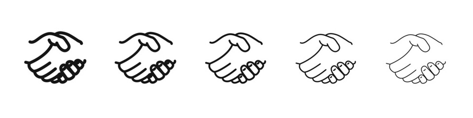 Handshake icon vector outline set illustration sign