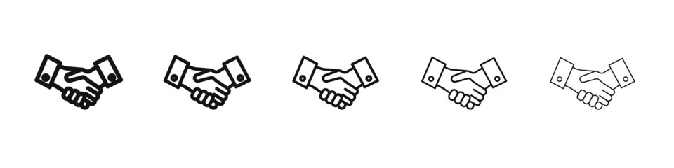 Handshake icon vector outline set illustration sign
