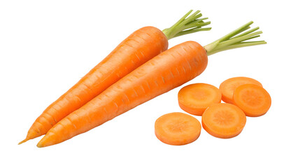 Sliced carrots isolated on transparent background