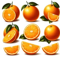 A set of orange illustration isolated on white background 