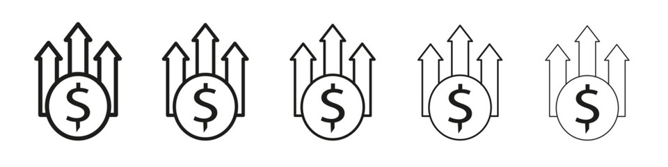 High revenue icon vector outline set illustration sign