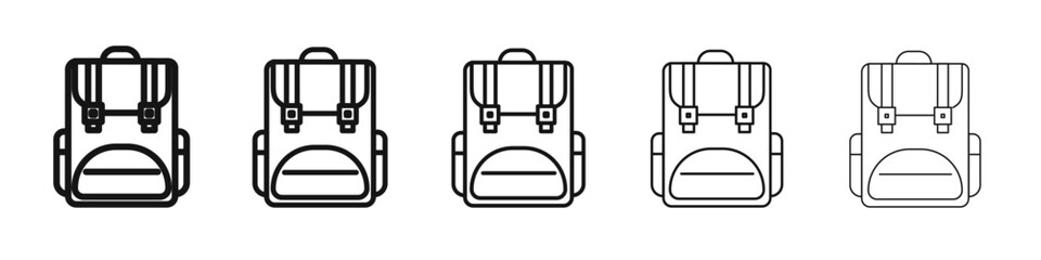 Hiking backpack icon vector outline set illustration sign
