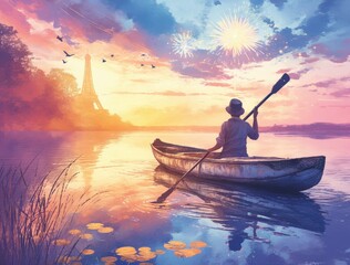 Parisian Sunset, Peaceful Canoeing