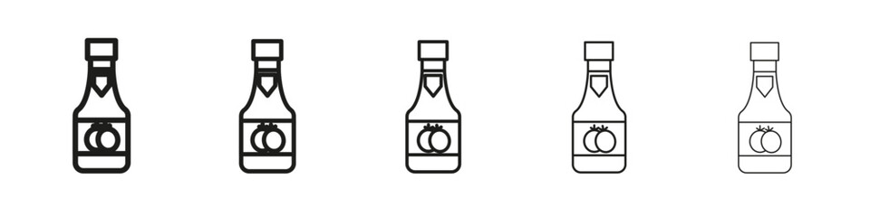 Ketchup icon vector outline set illustration sign