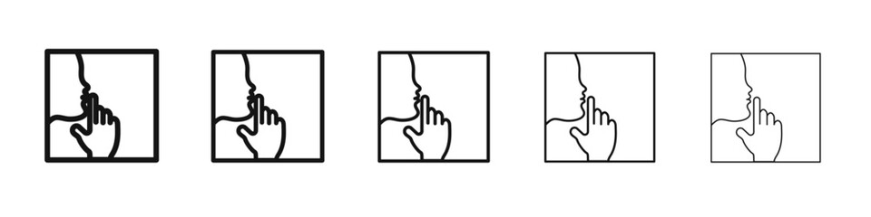 Keep silence icon vector outline set illustration sign