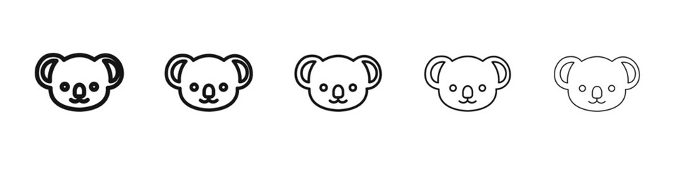 Koala head icon vector outline set illustration sign