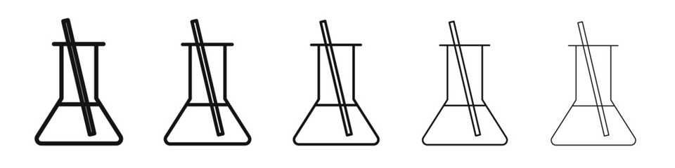 Laboratory beaker icon vector outline set illustration sign